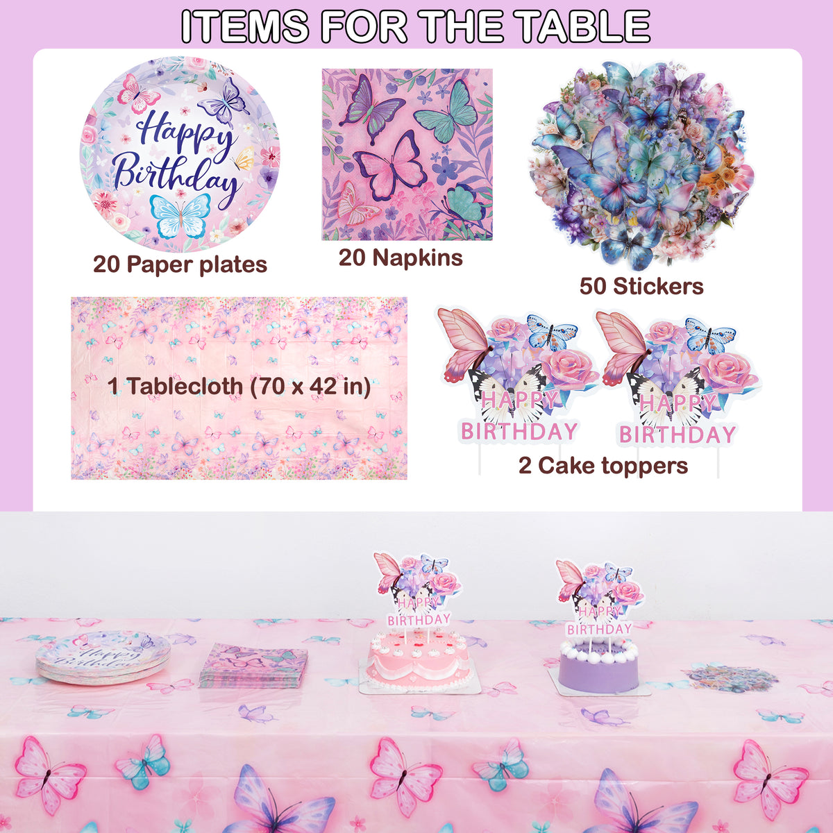Butterfly Garden Birthday Party Decorations Set