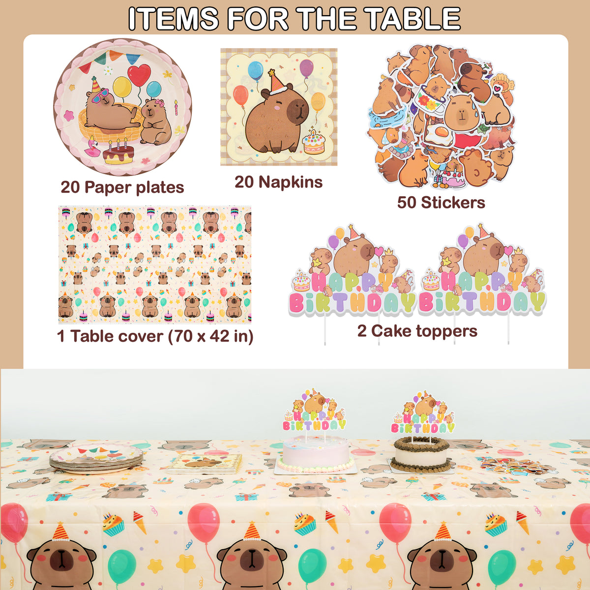 Capybara Birthday Party Decorations Set