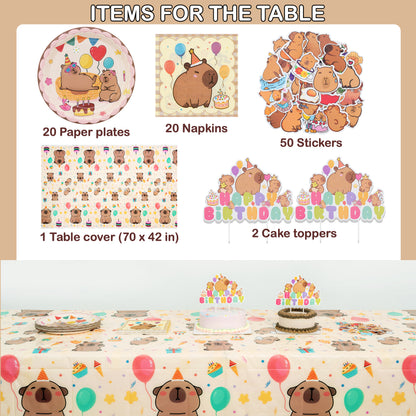 Capybara Birthday Party Decorations Set