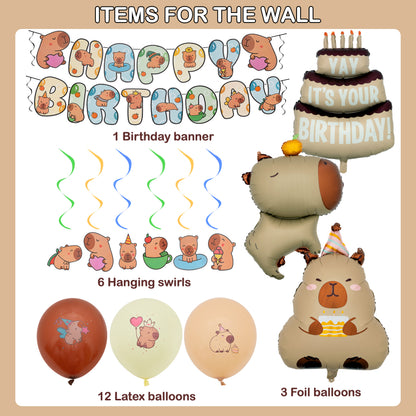 Capybara Birthday Party Decorations Set