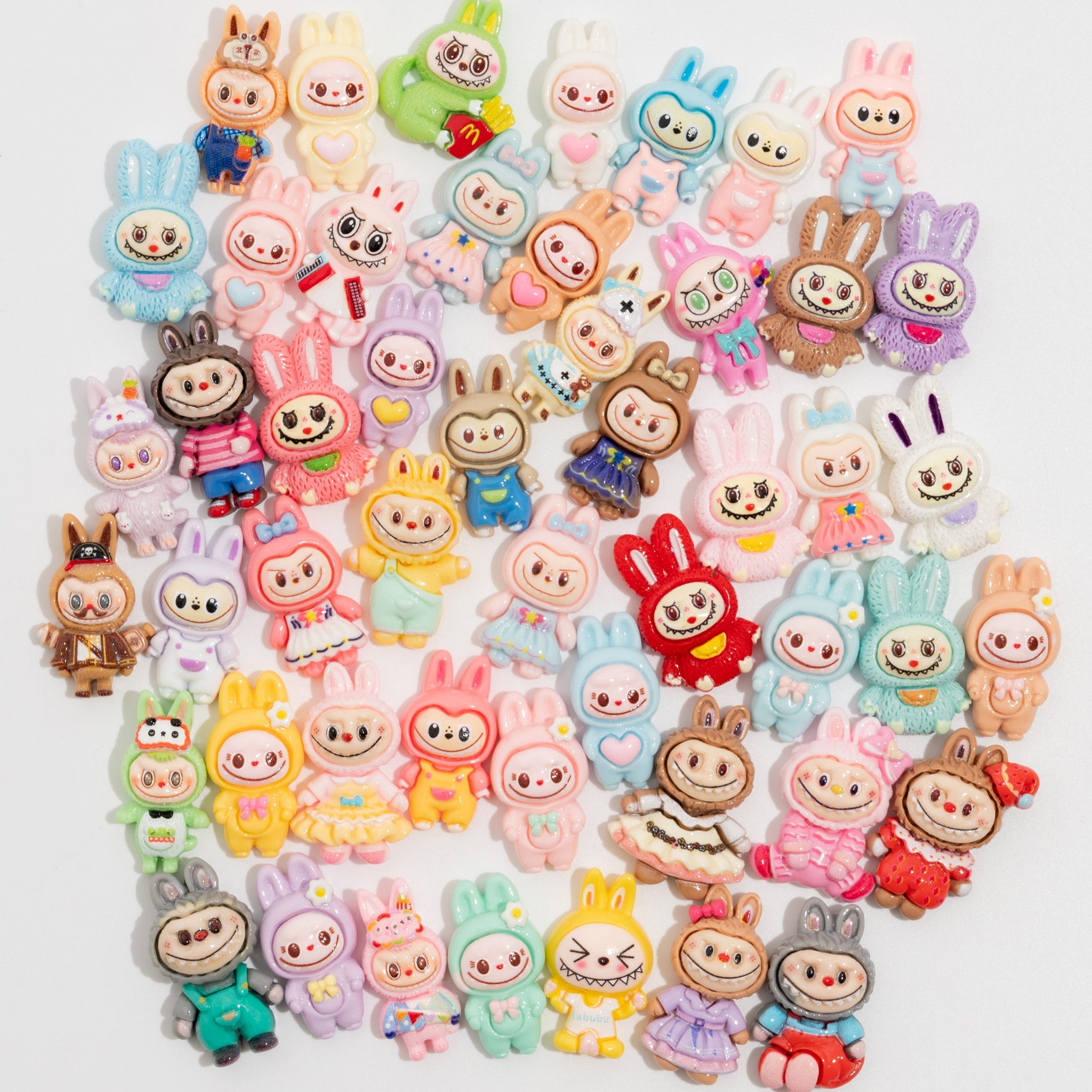 50PCS Mixed Labubu Charms Flatback Labubu Resin Charms