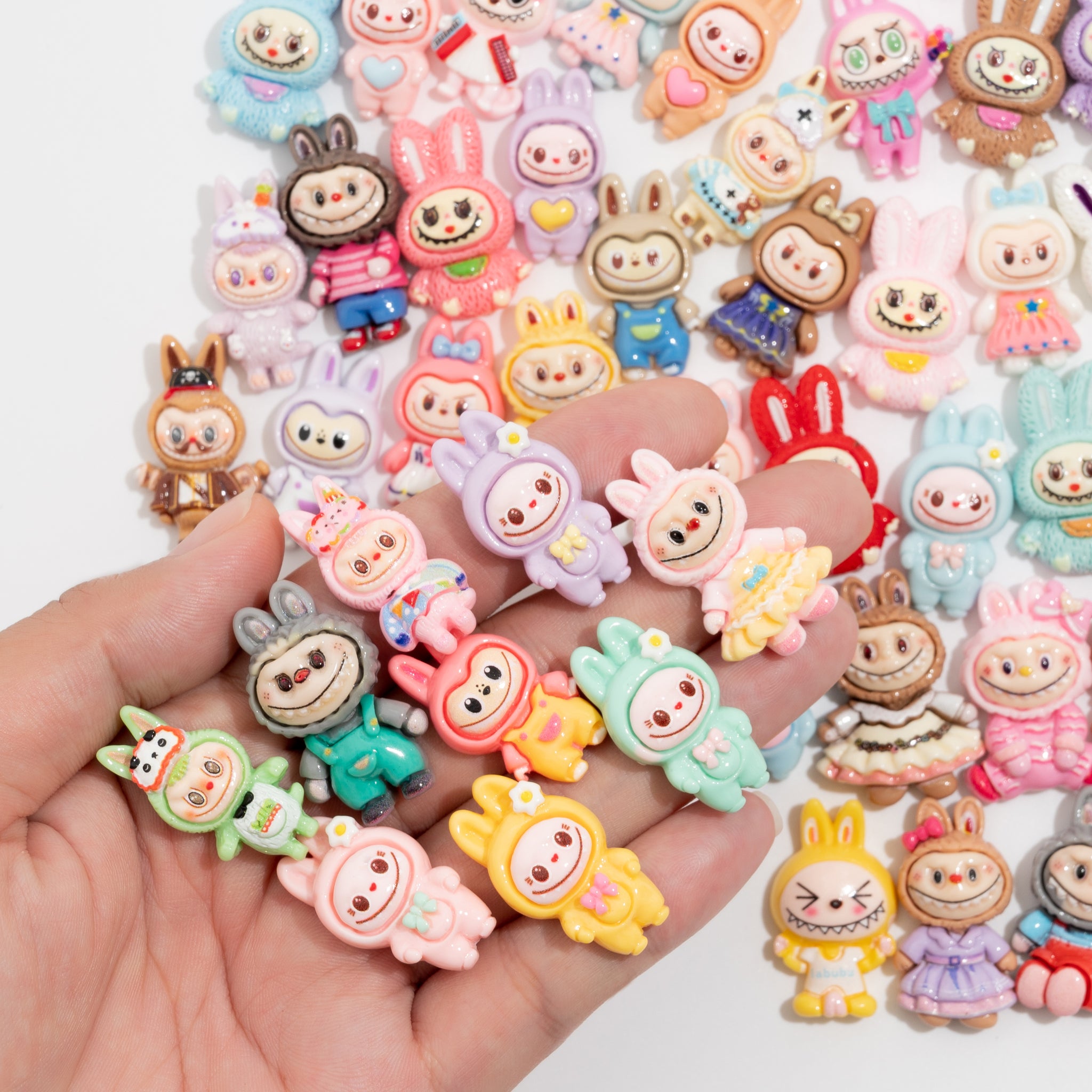 50PCS Mixed Labubu Charms Flatback Labubu Resin Charms