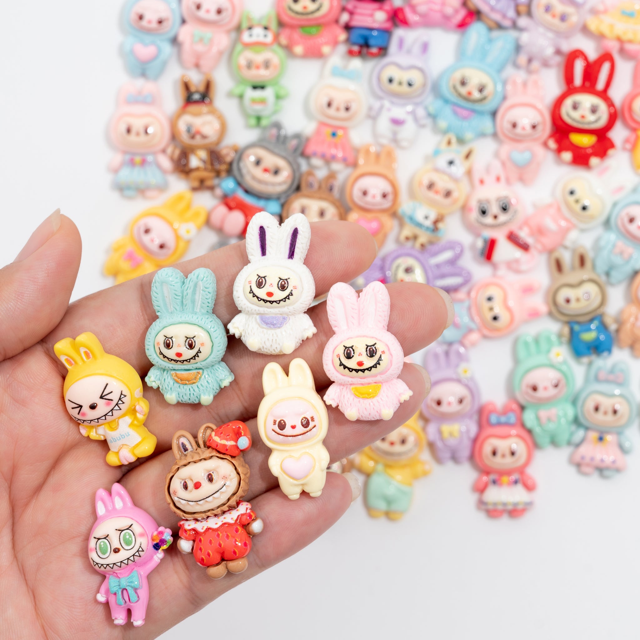 50PCS Mixed Labubu Charms Flatback Labubu Resin Charms