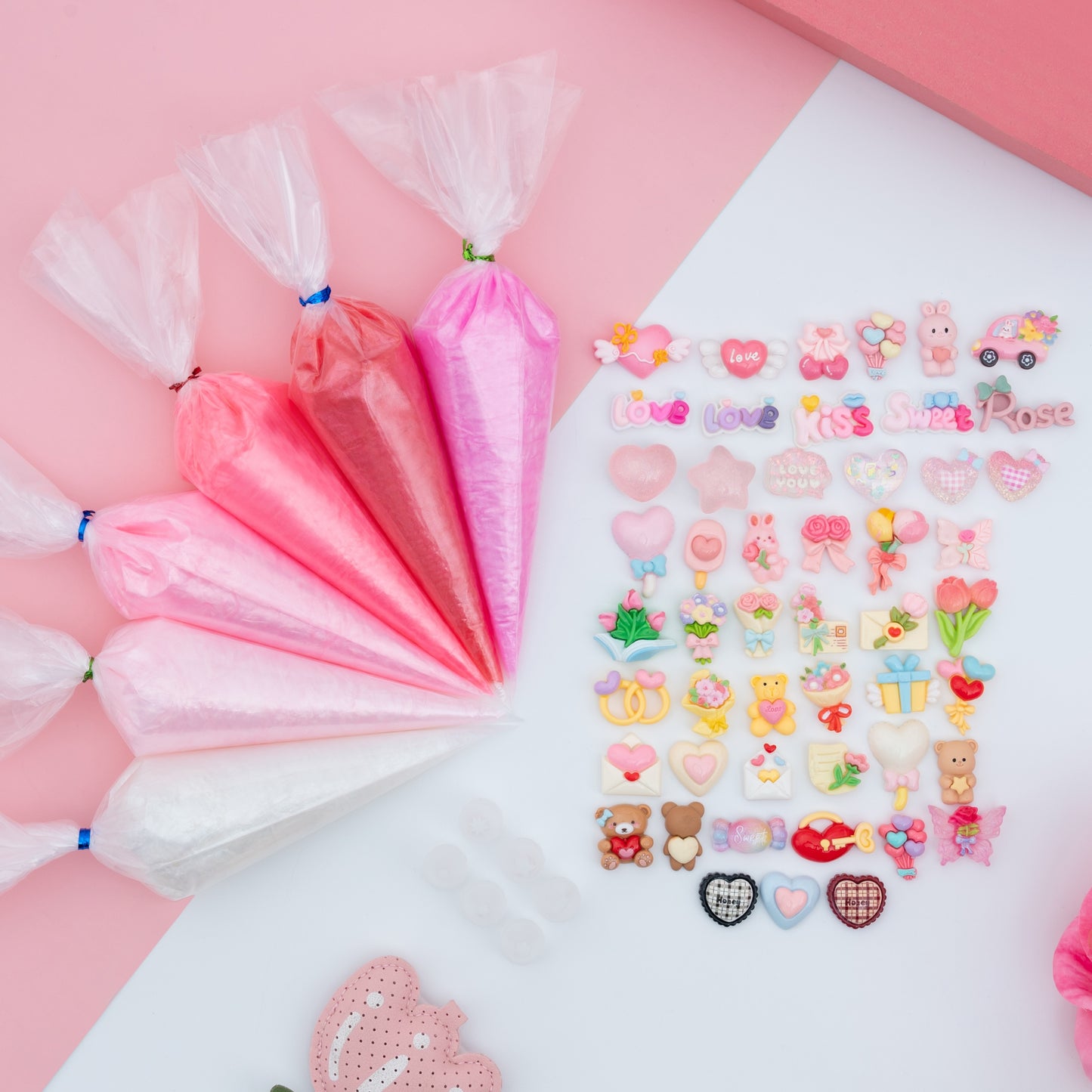 Pink Fairy Decoden Cream & 50 Charms Set