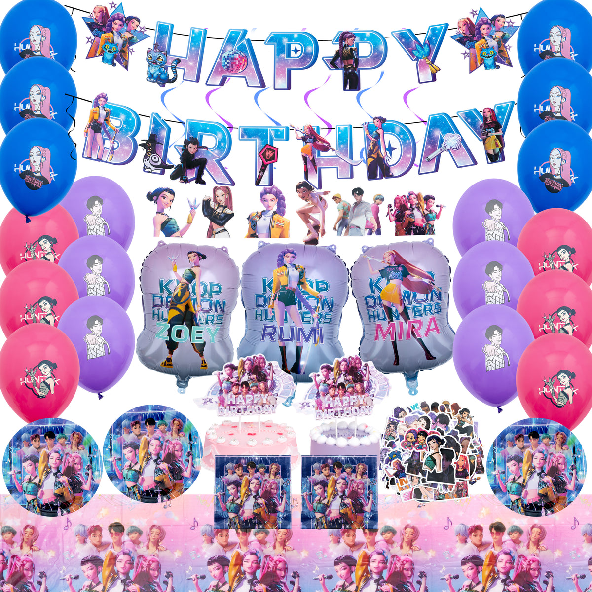 Kpop Demon Hunters Birthday Party Decorations Set