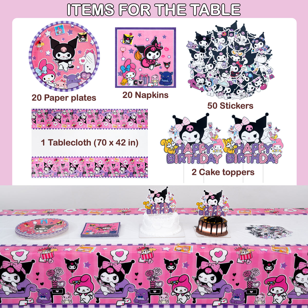 Kuromi & My Melody Birthday Party Decorations Set