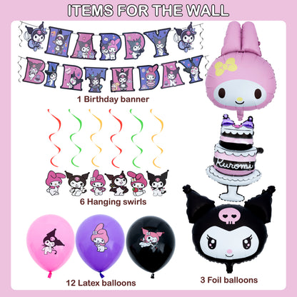 Kuromi & My Melody Birthday Party Decorations Set