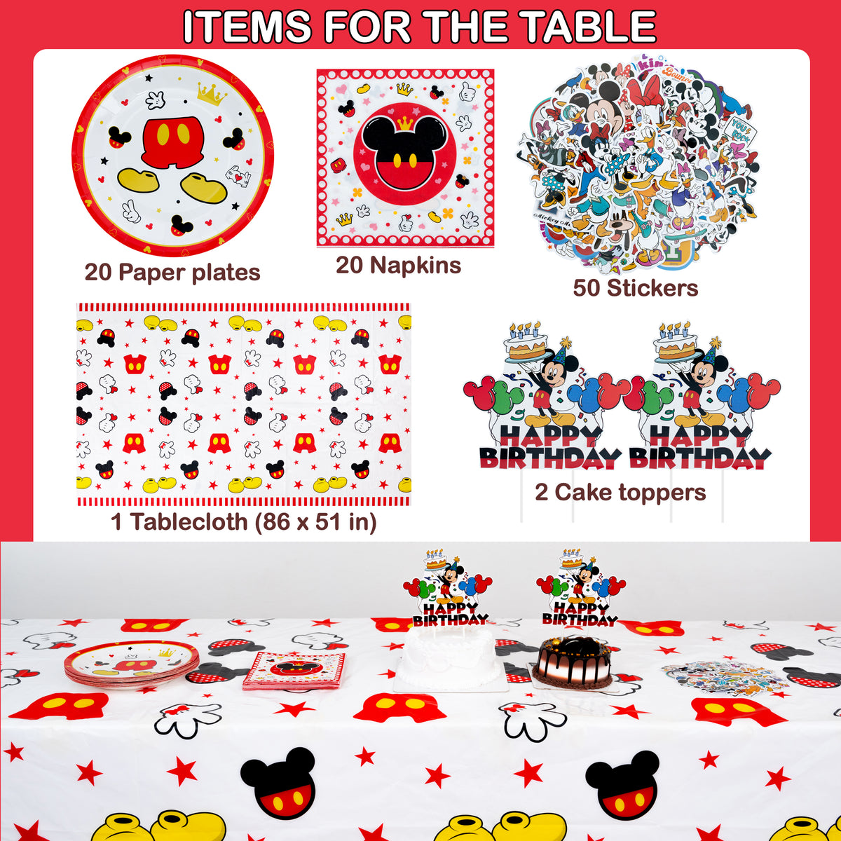 Mickey & Minnie Mouse Birthday Party Decorations Set