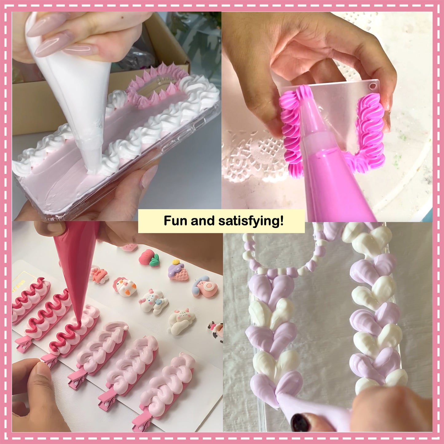 White & Pinks Decoden Cream Set