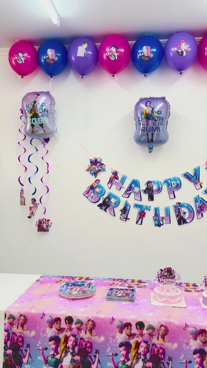 Kpop Demon Hunters Birthday Party Decorations Set